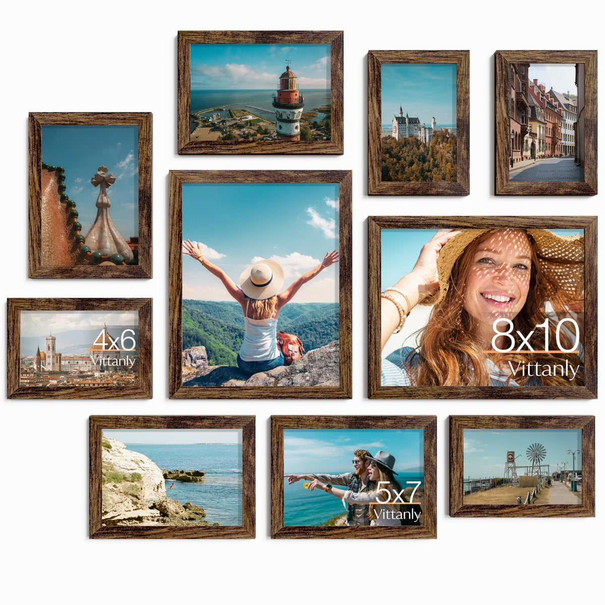Vittanly 10 Pack Picture Frames Collage Wall Decor, Black