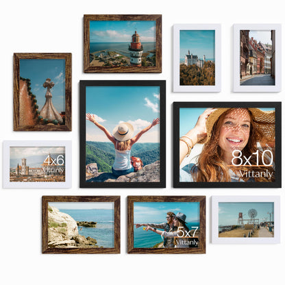 Vittanly 10 Pack Picture Frames Collage Wall Decor, Black
