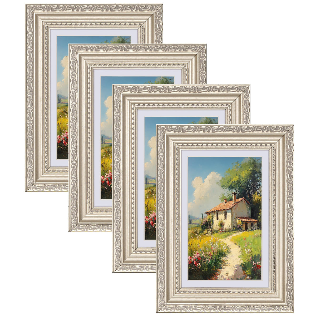 eletecpro 8x10 Vintage Picture Frame, Glass Cover, Gold, 4-Pack