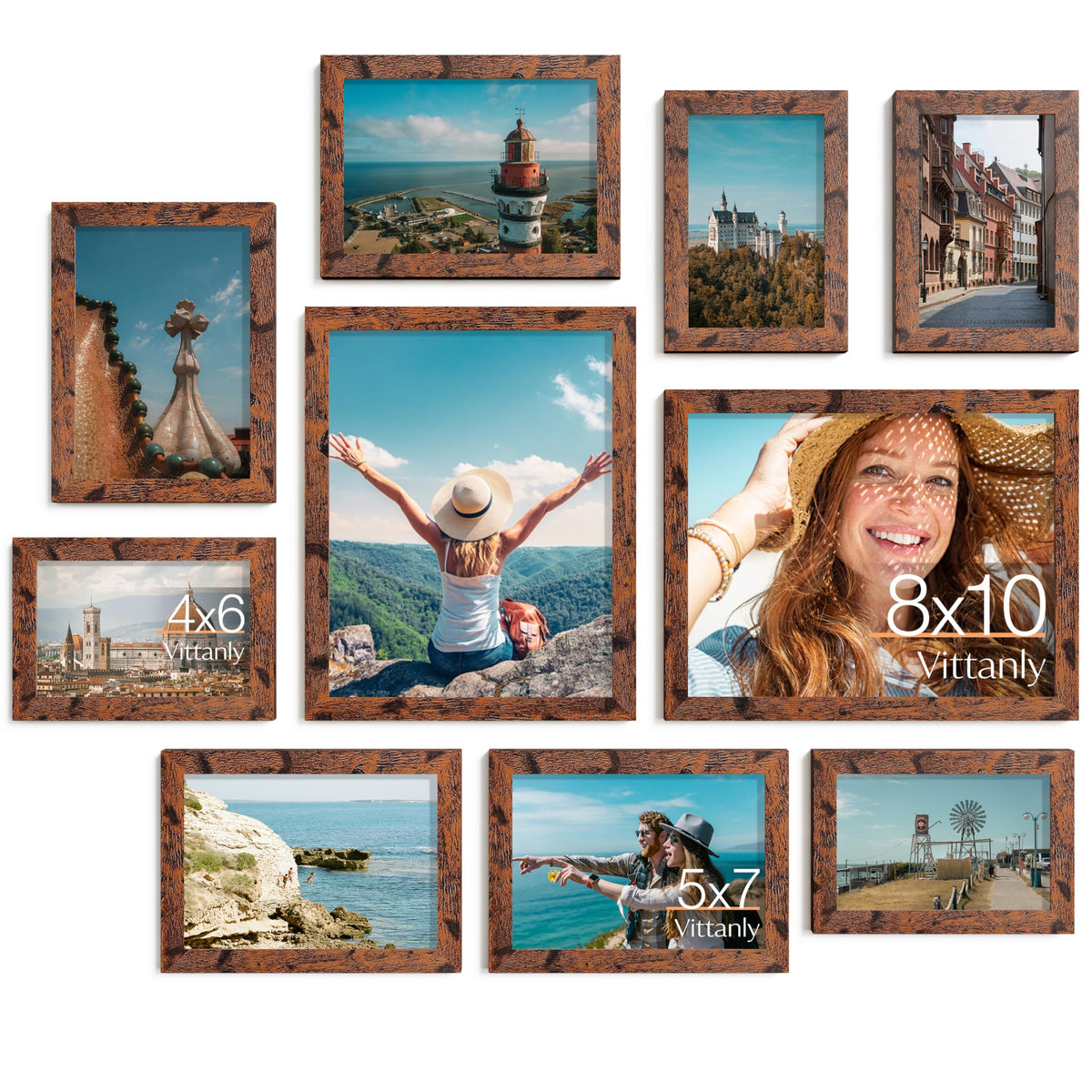Vittanly 10 Pack Picture Frames Collage Wall Decor, Black
