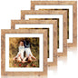 iRahmen 8x10 Picture Frame Set of 4, High Definition Real Glass Rustic Brown Frame, 8 x 10 Wood Photo Frames for Desktop Display and Wall Mounting