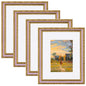 eletecpro 8x10 Vintage Picture Frame, Glass Cover, Gold, 4-Pack