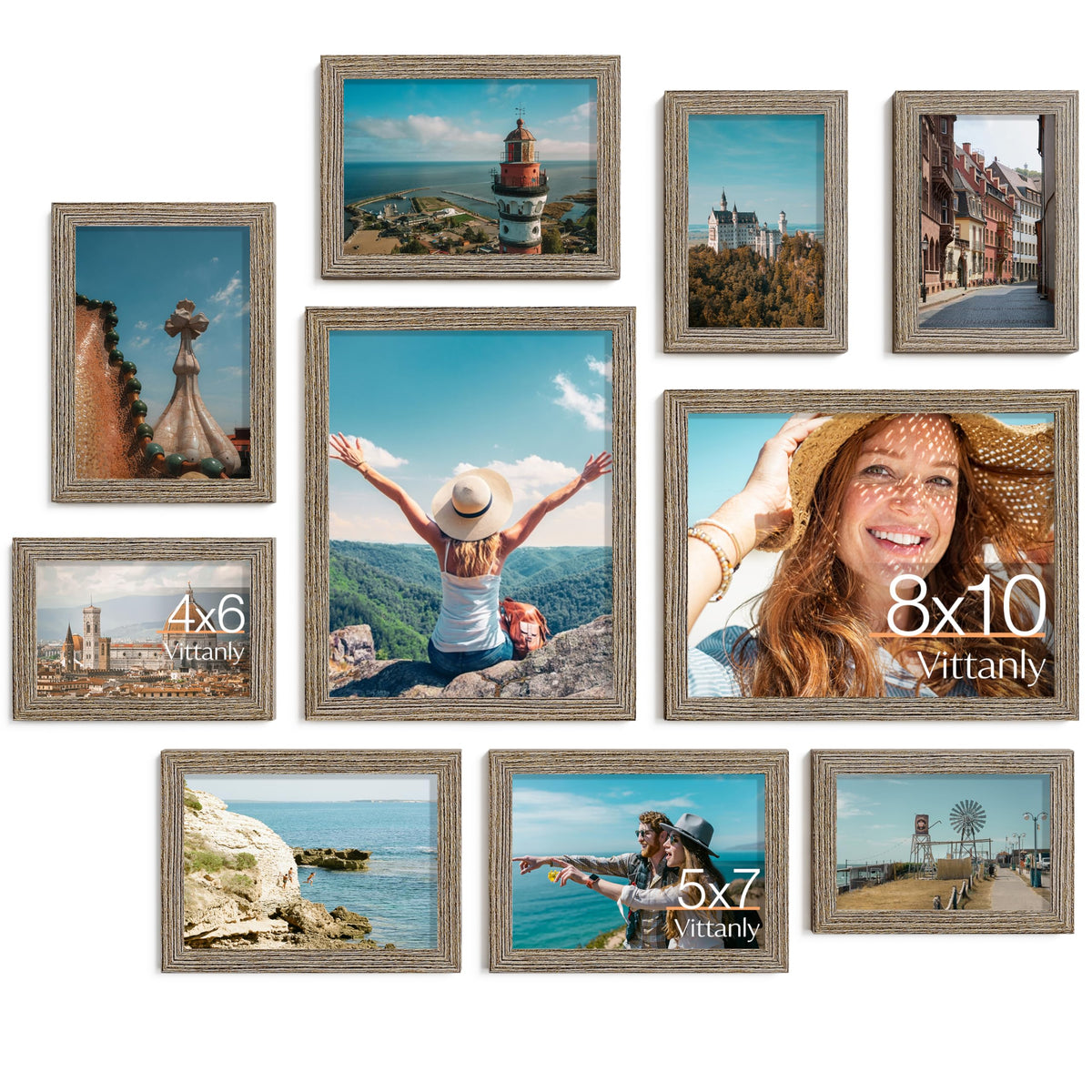 Vittanly 10 Pack Picture Frames Collage Wall Decor, Black