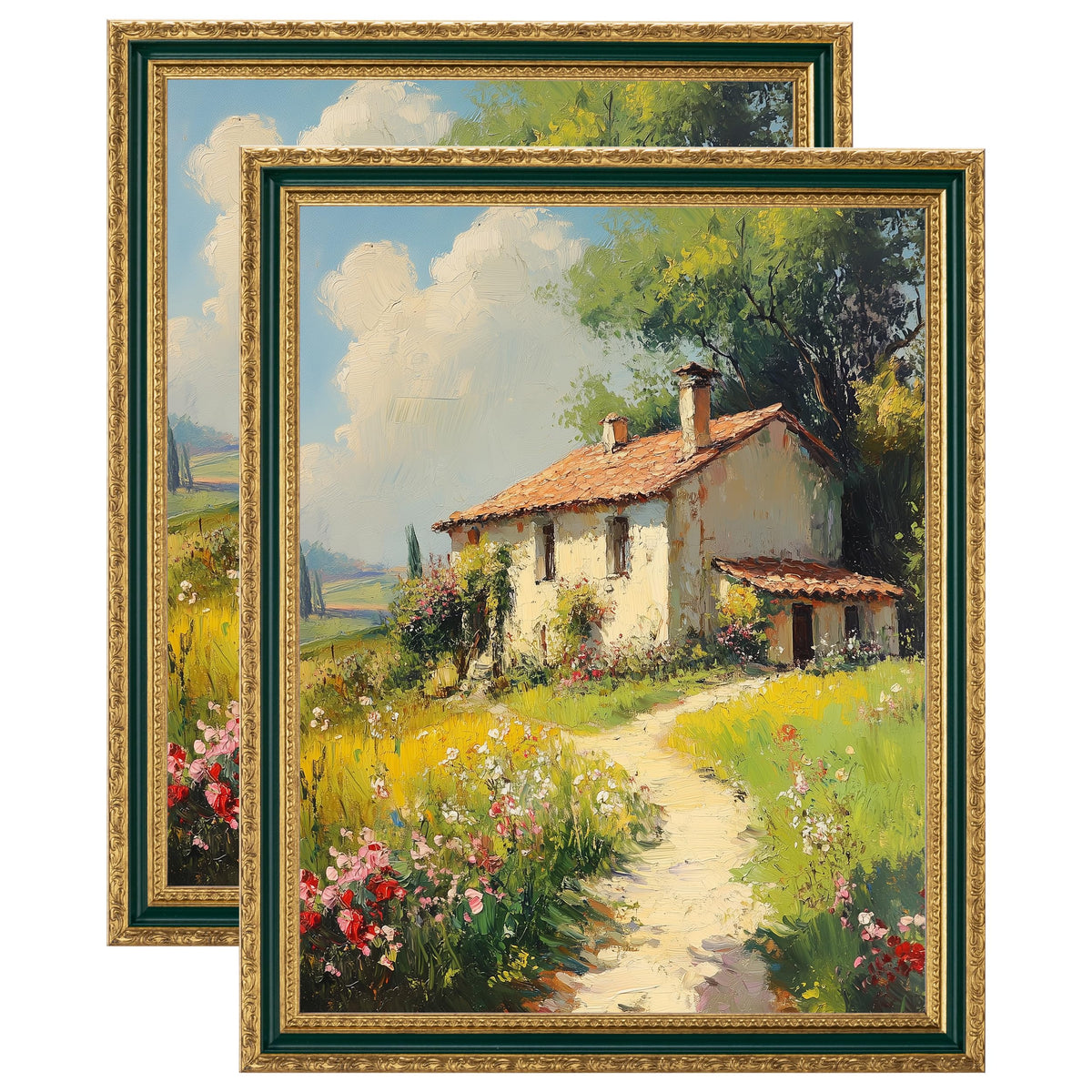 eletecpro 5x7 Vintage Picture Frame, Glass Cover, Gold, 2-Pack