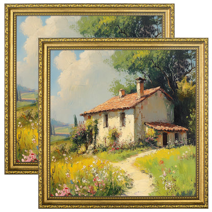 eletecpro 5x7 Vintage Picture Frame, Glass Cover, Gold, 2-Pack