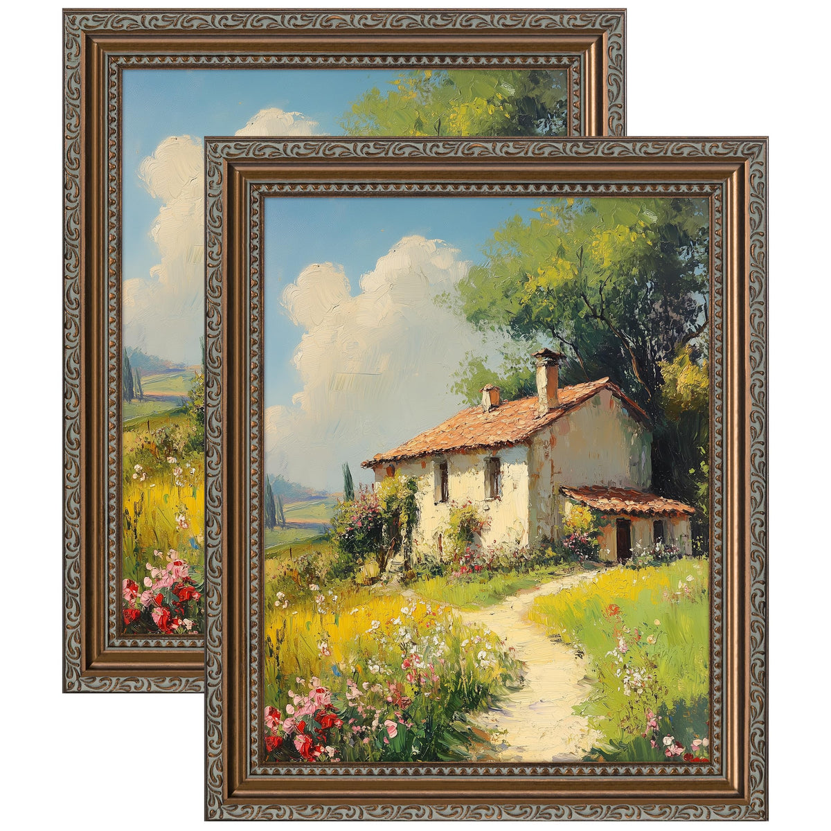 eletecpro 5x7 Vintage Picture Frame, Glass Cover, Gold, 2-Pack