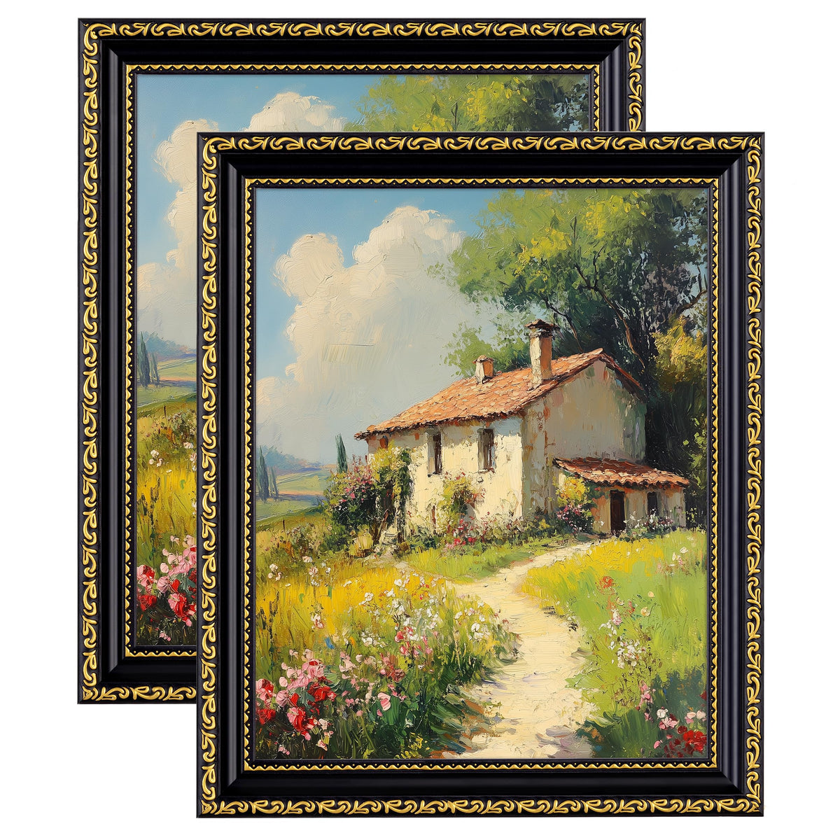 eletecpro 5x7 Vintage Picture Frame, Glass Cover, Gold, 2-Pack