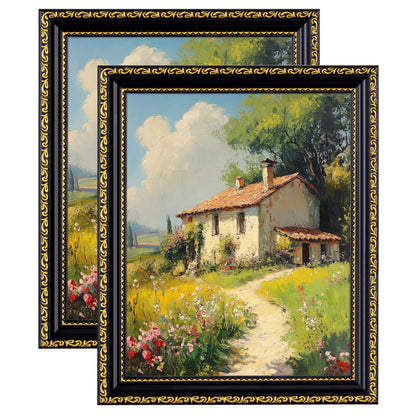 eletecpro 5x7 Vintage Picture Frame, Glass Cover, Gold, 2-Pack