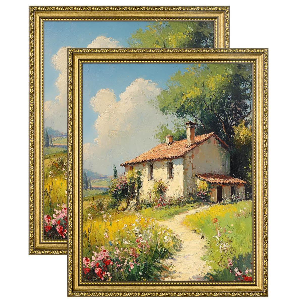 eletecpro 5x7 Vintage Picture Frame, Glass Cover, Gold, 2-Pack