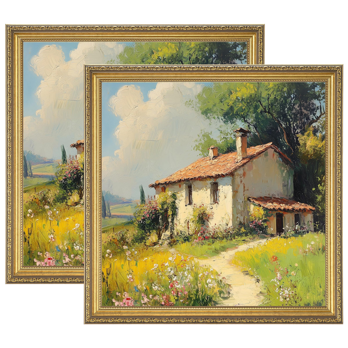 eletecpro 5x7 Vintage Picture Frame, Glass Cover, Gold, 2-Pack