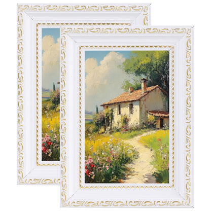 eletecpro 5x7 Vintage Picture Frame, Glass Cover, Gold, 2-Pack