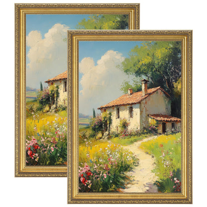eletecpro 5x7 Vintage Picture Frame, Glass Cover, Gold, 2-Pack