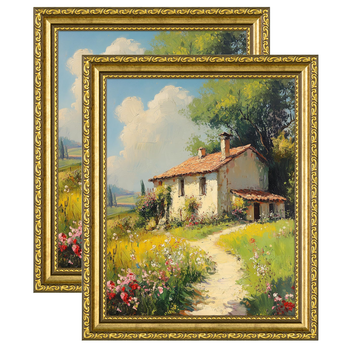 eletecpro 5x7 Vintage Picture Frame, Glass Cover, Gold, 2-Pack