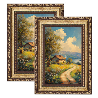 eletecpro 5x7 Vintage Picture Frame, Glass Cover, Gold, 2-Pack