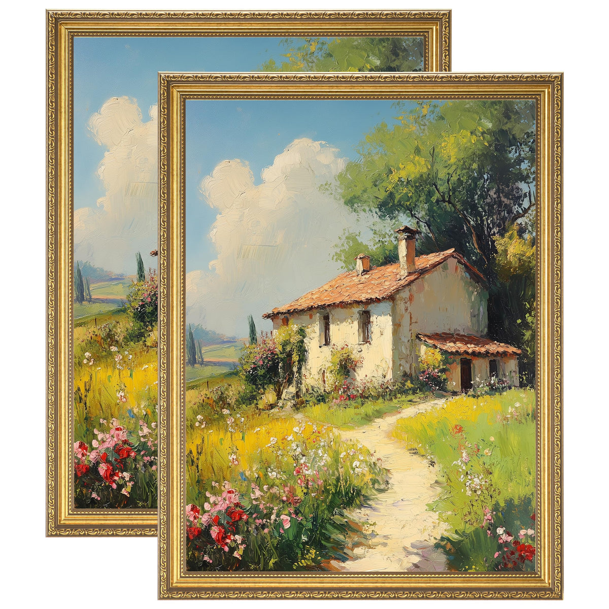 eletecpro 5x7 Vintage Picture Frame, Glass Cover, Gold, 2-Pack