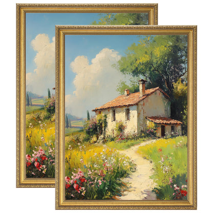 eletecpro 5x7 Vintage Picture Frame, Glass Cover, Gold, 2-Pack