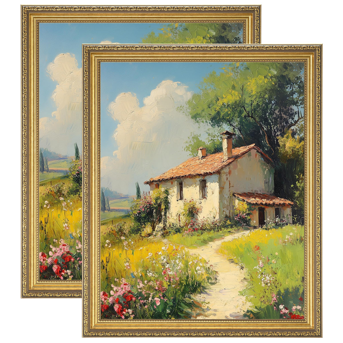 eletecpro 5x7 Vintage Picture Frame, Glass Cover, Gold, 2-Pack
