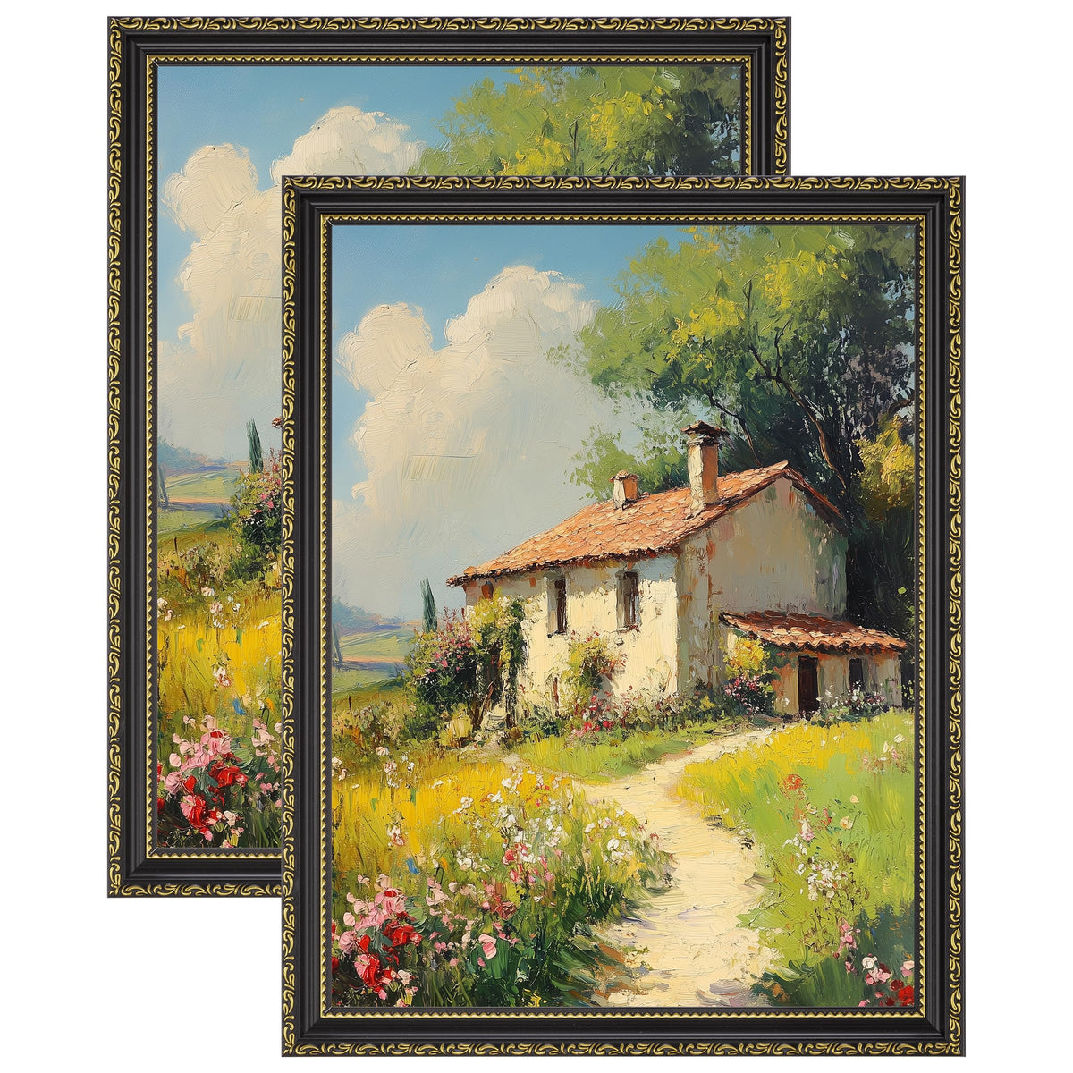 eletecpro 5x7 Vintage Picture Frame, Glass Cover, Gold, 2-Pack