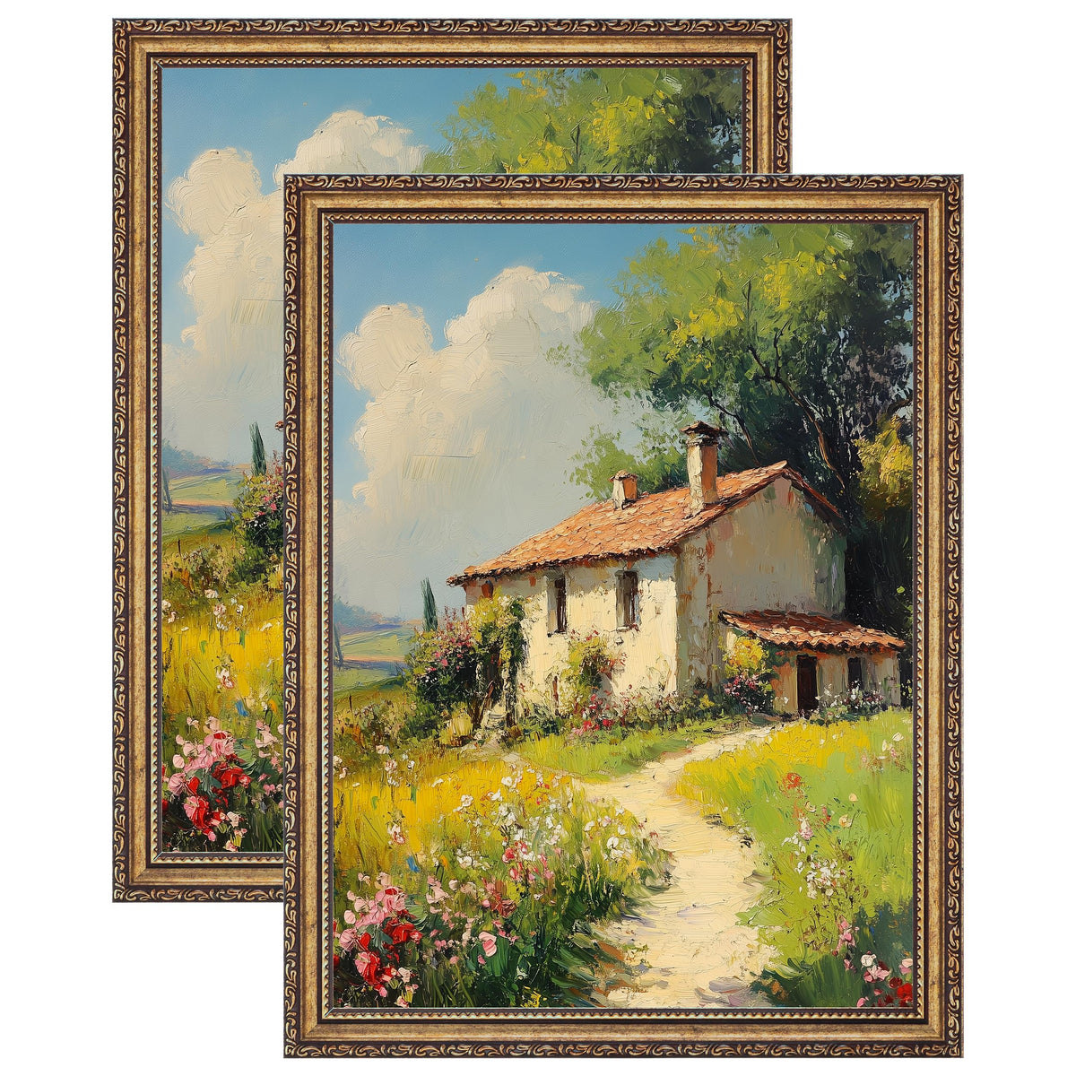 eletecpro 5x7 Vintage Picture Frame, Glass Cover, Gold, 2-Pack