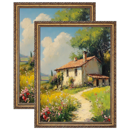 eletecpro 5x7 Vintage Picture Frame, Glass Cover, Gold, 2-Pack