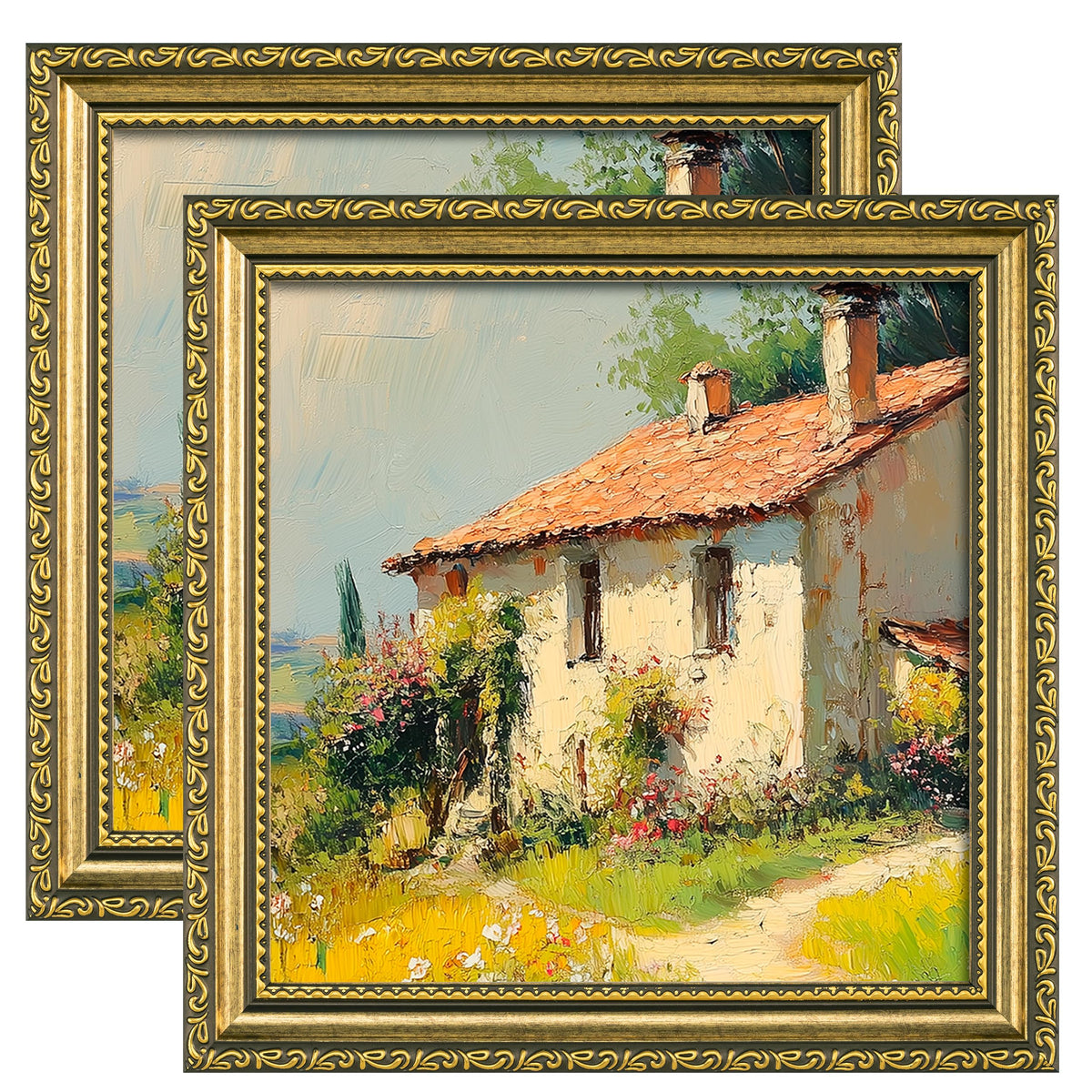eletecpro 5x7 Vintage Picture Frame, Glass Cover, Gold, 2-Pack