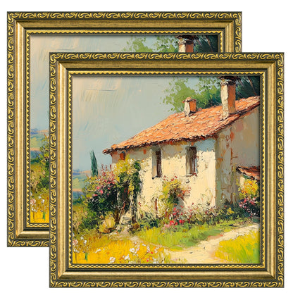 eletecpro 5x7 Vintage Picture Frame, Glass Cover, Gold, 2-Pack