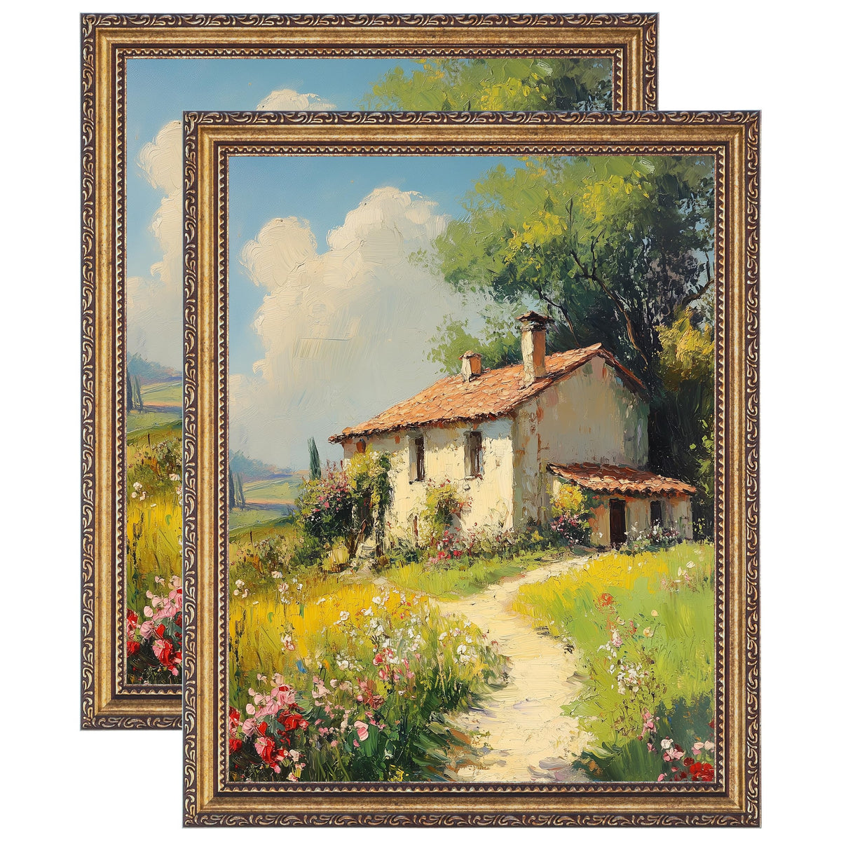 eletecpro 5x7 Vintage Picture Frame, Glass Cover, Gold, 2-Pack