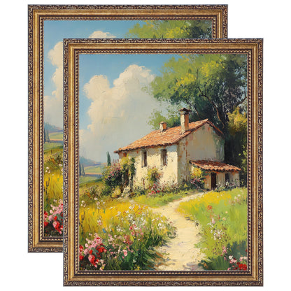 eletecpro 5x7 Vintage Picture Frame, Glass Cover, Gold, 2-Pack
